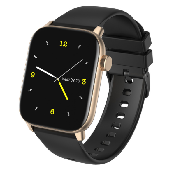 KW76 Smart Bluetooth HD Large Screen Heart Rate, Blood Pressure, Blood Oxygen Monitoring, Multi-sport Weather Flashlight Watch (Golden Black)