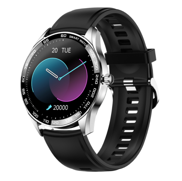 MK28 Smart Watch Heart Rate Blood Pressure Health Monitoring Multi Sports Mode Music Control Pedometer Bracelet (TPU-Silver Black)