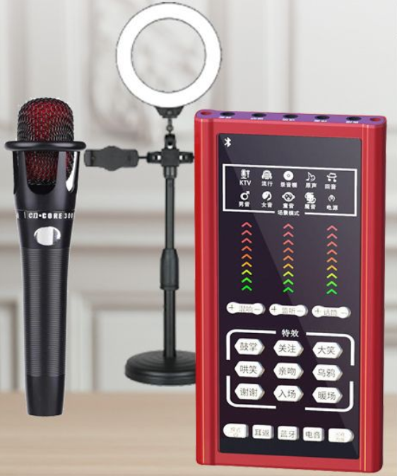 S2 Live Streaming Equipment Set (S2 + E300 + Triangular Microphone Stand + 16CM Fill Light Desktop Stand + Headset + OTG (choose one of two))