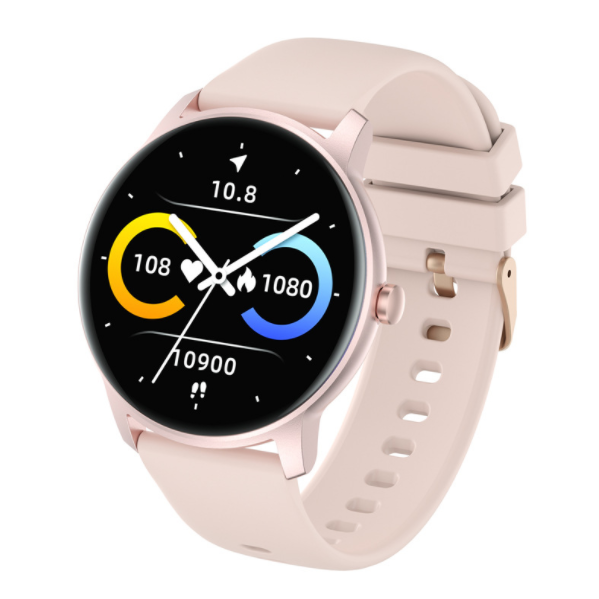 KW77 Round Screen Smart Watch 1.28 Inch Blood Oxygen, Heart Rate, Blood Pressure Monitoring, Multi Sports Mode Bracelet (Pink)