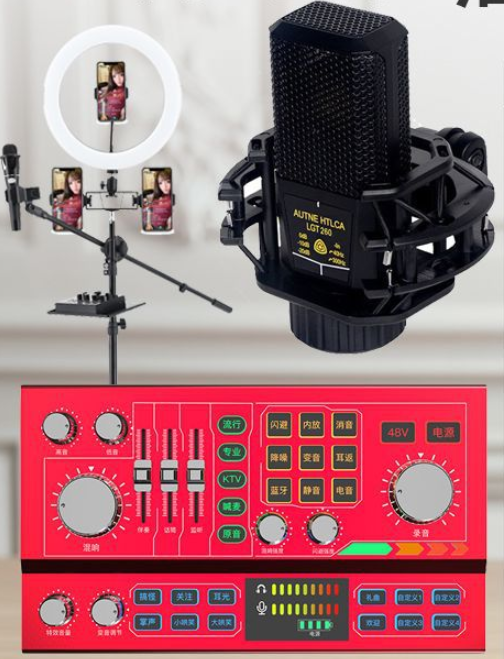 P9 Live Streaming Equipment Set (P9 + 260 + 26CM Fill Light Floor Stand + Headphones + OTG (Choose One of the Two))