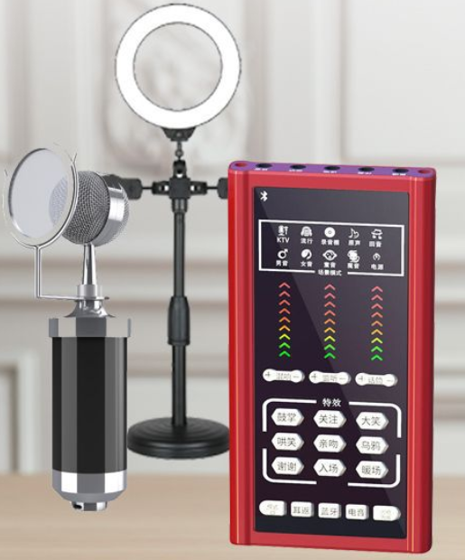 S2 Live Streaming Equipment Set (S2 + Baby Bottle Black + Duck Palm Microphone Bracket + 16CM Fill Light Desktop Bracket + Headphones + OTG (Choose One of the Two))