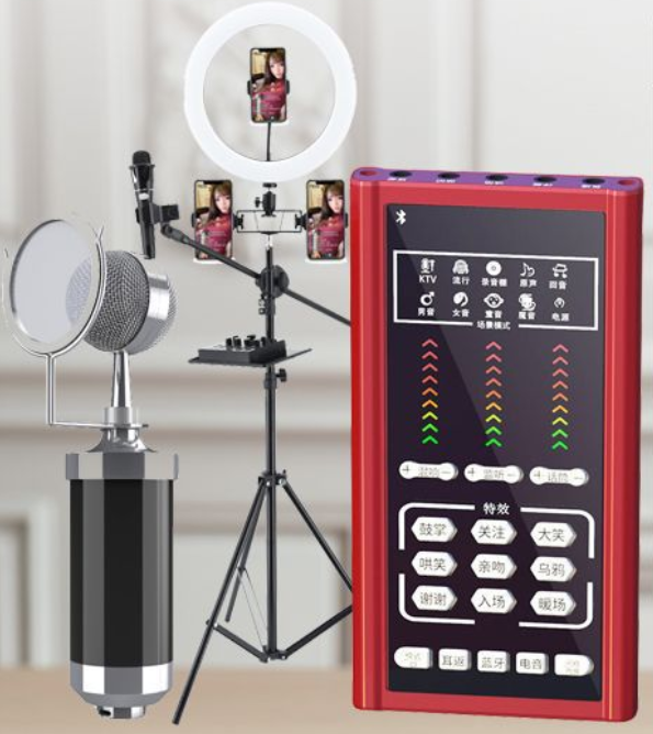 S2 Live Streaming Equipment Set (S2 + Baby Bottle Black + 26CM Fill Light Floor Stand + Headphones + OTG (Choose One of the Two))