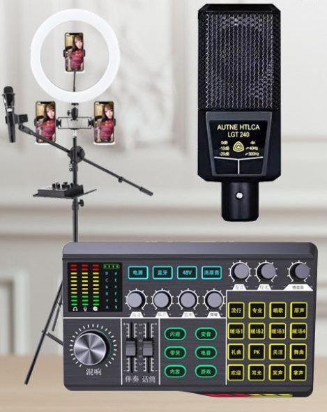 P1 Live Streaming Equipment Set (P1 + 240 + 26CM Fill Light Floor Stand + Headphones + OTG (choose one of the two))