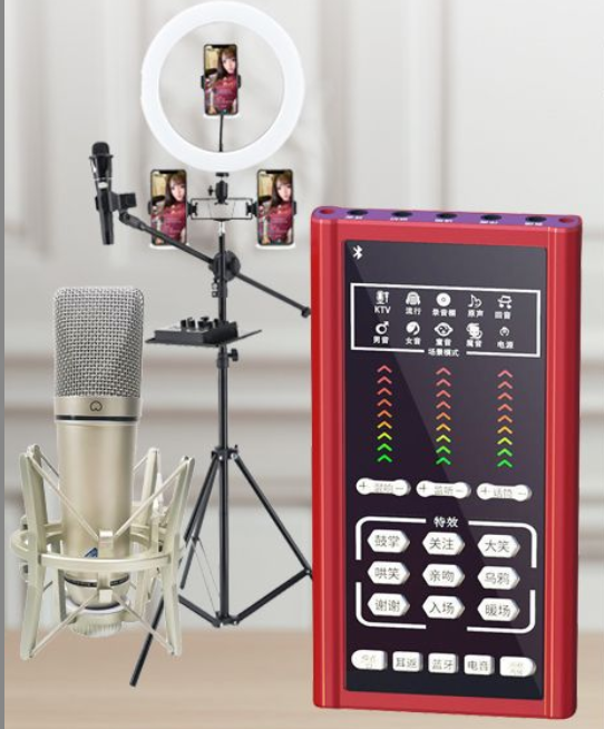 S2 Live Streaming Equipment Set (S2 + U87 + Cantilever Microphone Stand + 26CM Fill Light Floor Stand + Headset + OTG (choose one of the two))