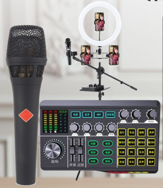 P1 Live Streaming Equipment Set (P1 + 105 Black + 26CM Fill Light Floor Stand + Headphones + OTG (Choose One of the Two))