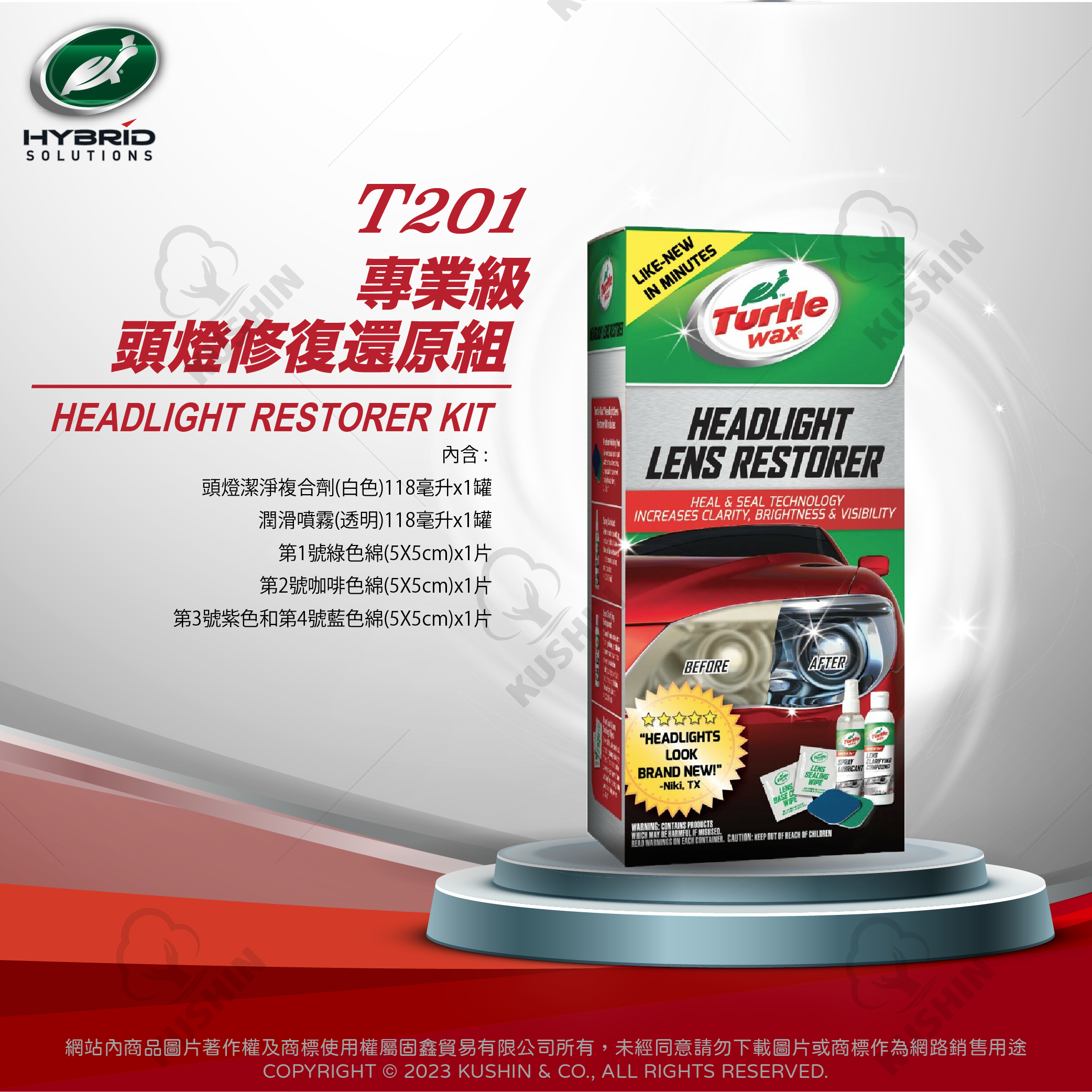 專業頭燈修復組 (118毫升X3) +砂紙和封膜  T201