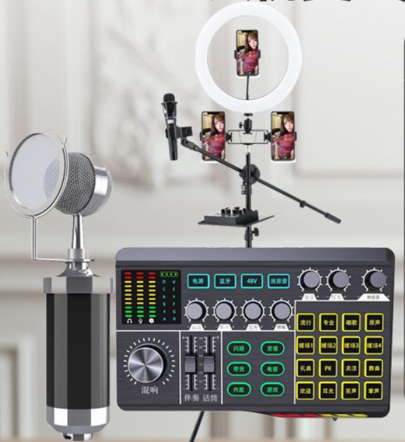 P1 Live Streaming Equipment Set (P1 + Baby Bottle Black + 26CM Fill Light Floor Stand + Headphones + OTG (Choose One of the Two))
