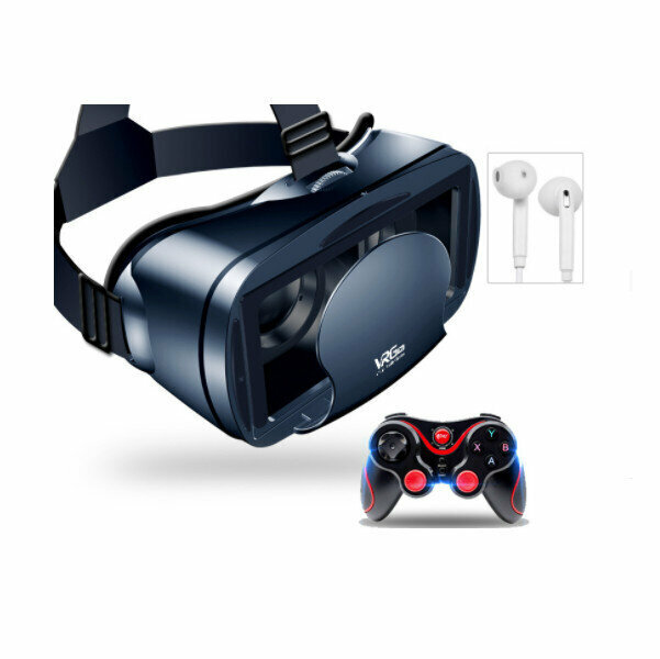 熱推頭戴式VR眼鏡(VRG Pro+遊戲手柄+耳機+小燈)