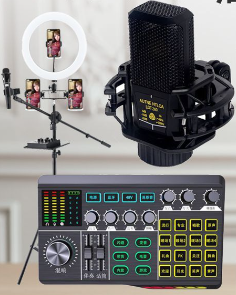 P1 Live Streaming Equipment Set (P1 + 260 + 26CM Fill Light Floor Bracket + Headphones + OTG (choose one of the two))