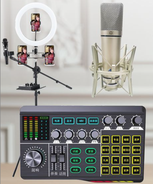 P1 Live Streaming Equipment Set (P1 + U87 + Cantilever Microphone Stand + 26CM Fill Light Floor Stand + Headset + OTG (choose one of the two))