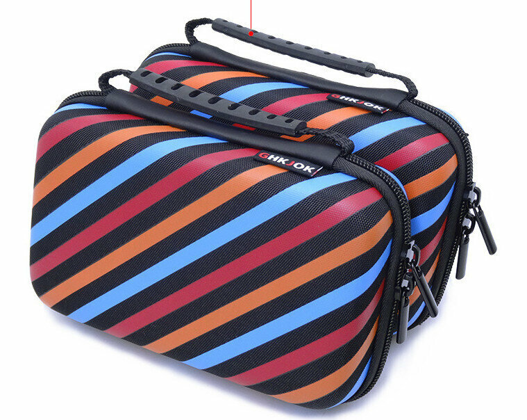 Multi-Purpose EVA Bag Game Console Bag Handheld Game Bag 3DSLL/XL Digital Storage Bag (GH1833 Tricolor Stripe)