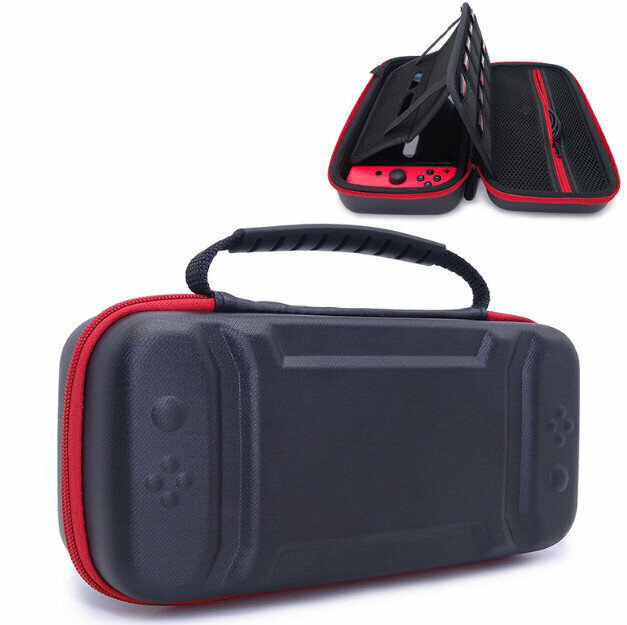 Switch Game Console Bag Portable Game Stand Bag Large-capacity Hardshell Accessories Finishing Bag (Black & Red)
