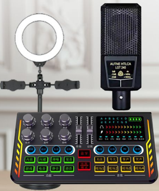 P2 Live Streaming Equipment Set (P2 + 240 + Duck Palm Microphone Stand + 16CM Fill Light Desktop Stand + Headset + OTG (choose one of the two))