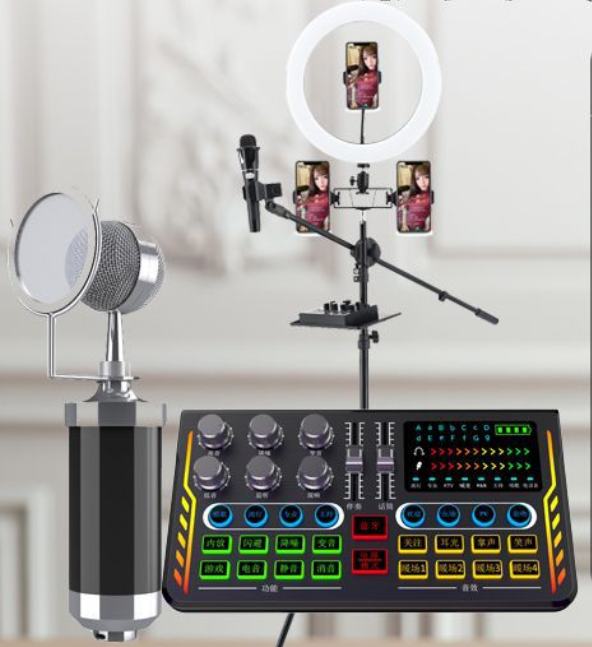 P2 Live Streaming Equipment Set (P2 + Baby Bottle Black + 26CM Fill Light Floor Stand + Headphones + OTG (Choose One of the Two))