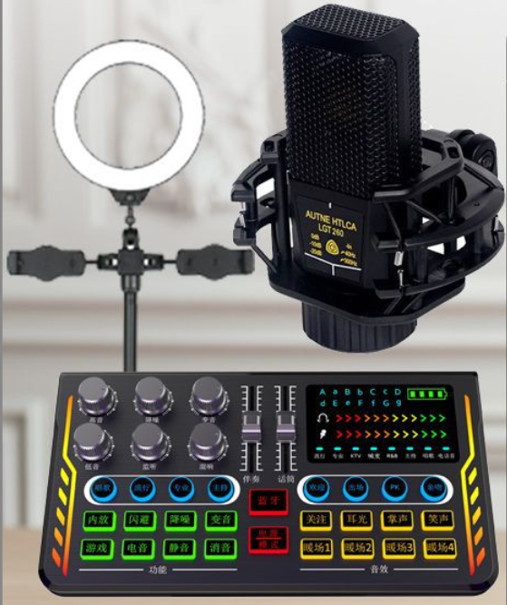 P2 Live Streaming Equipment Set (P2 + 260 + Duck Palm Microphone Bracket + 16CM Fill Light Desktop Bracket + Headphones + OTG (choose one of the two))