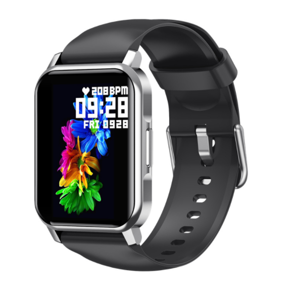 NK15 Smart Bracelet Heart Rate Sleep Sports Step Counting Message Reminder Fashion Business Watch (TPU-Silver Black)