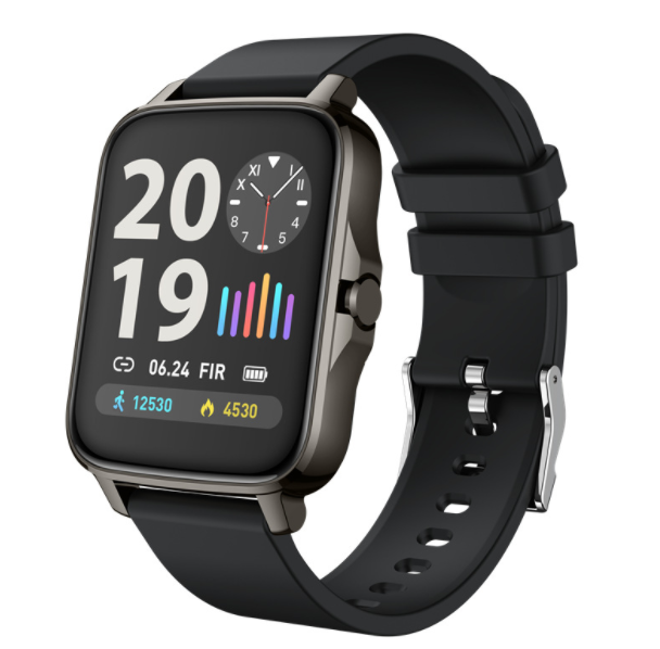 P38 Smart Watch Custom Dial Heart Rate Blood Pressure Monitoring Music Control Bracelet (Black)