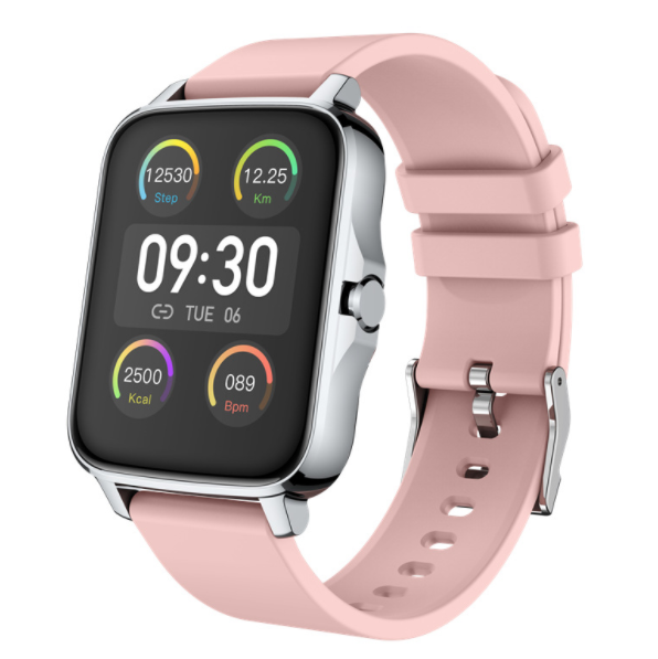 P38 Smart Watch Custom Dial Heart Rate Blood Pressure Monitoring Music Control Bracelet (Pink)