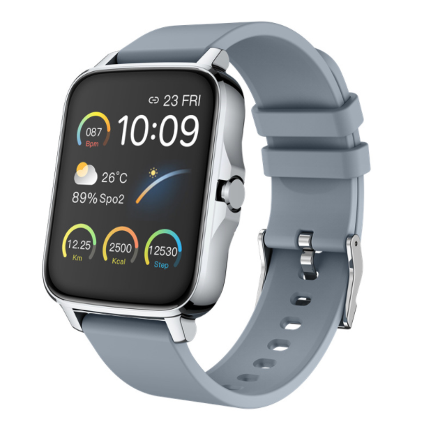 P38 Smart Watch Custom Dial Heart Rate Blood Pressure Monitoring Music Control Bracelet (Silver Gray)