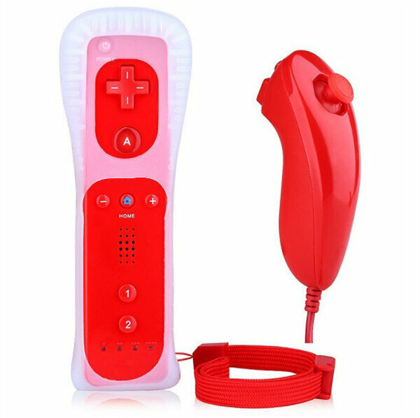 MIMD Compatible WII 2-in-1 Handmade Silicone Sleeve Bracelet Compatible with Wii Console Game Bracelet (Red)
