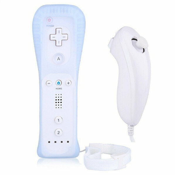 MIMD Compatible WII 2-in-1 Handmade Silicone Strap Compatible with Wii Console Game Bracelet (White)