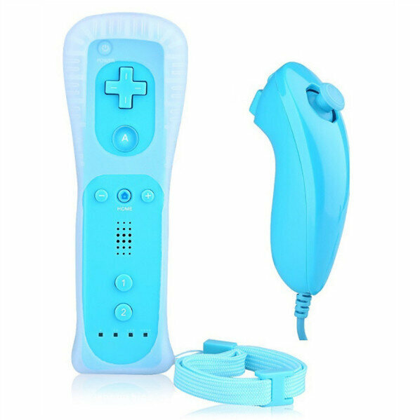 MIMD Compatible WII 2-in-1 Handmade Silicone Strap Compatible with Wii Console Game Bracelet (Blue)
