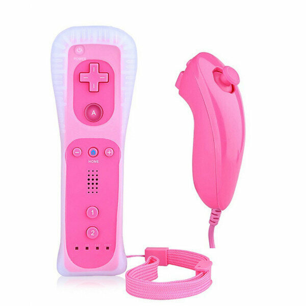 MIMD Compatible WII 2-in-1 Handmade Silicone Strap Compatible with Wii Console Game Bracelet (Pink)