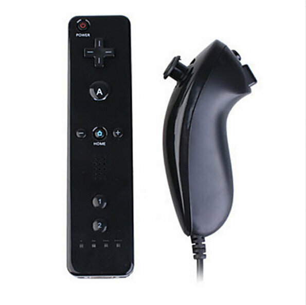 Compatible with WII somatosensory left and right hand-made straight handle curved handle wii game handmade (black)