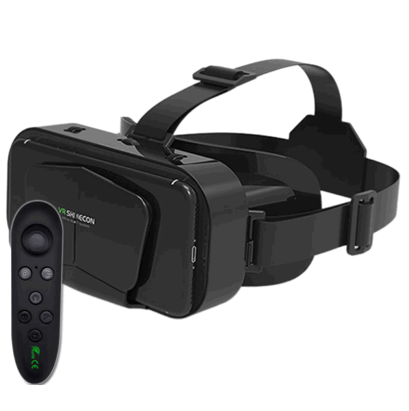 Head-mounted 3D VR Glasses [G10 Black (English) + Y1 Black Remote Control]