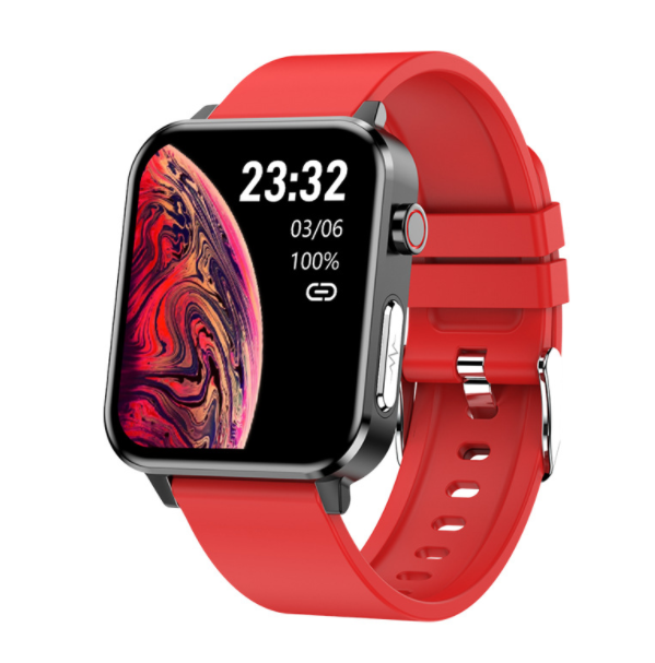 E86 Smart Watch Body Temperature, ECG Oxygen Monitoring, Call Message Reminder, Sports Bracelet (TPU-Red)