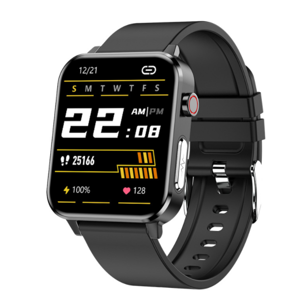 E86 Smart Watch Body Temperature, ECG Oxygen Monitoring, Call Message Reminder, Sports Bracelet (TPU-Black)