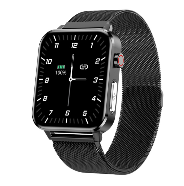 E86 Smart Watch Body Temperature, ECG Oxygen Monitoring, Call Message Reminder, Sports Bracelet (Black Steel)