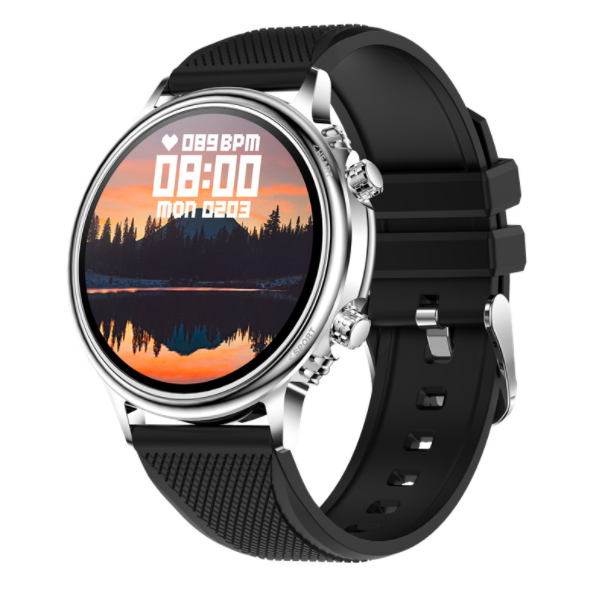 CF81 Smart Watch Heart Rate Blood Pressure Health Monitoring Photo Waterproof Step Counting Sports Smart Band (TPU-Silver Black)