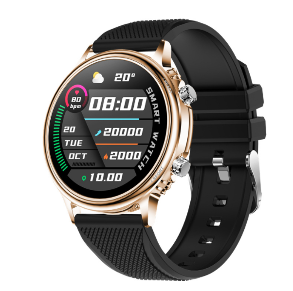CF81 Smart Watch Heart Rate Blood Pressure Health Monitoring Photo Waterproof Step Counting Sports Smart Bracelet (TPU-Gold Black)