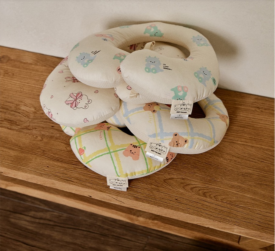 Ribbon兔兔寶貝/三色青龍寶寶/熊仔松鼠兔兔格紋派對-四季嬰兒車嬰兒車頸枕
