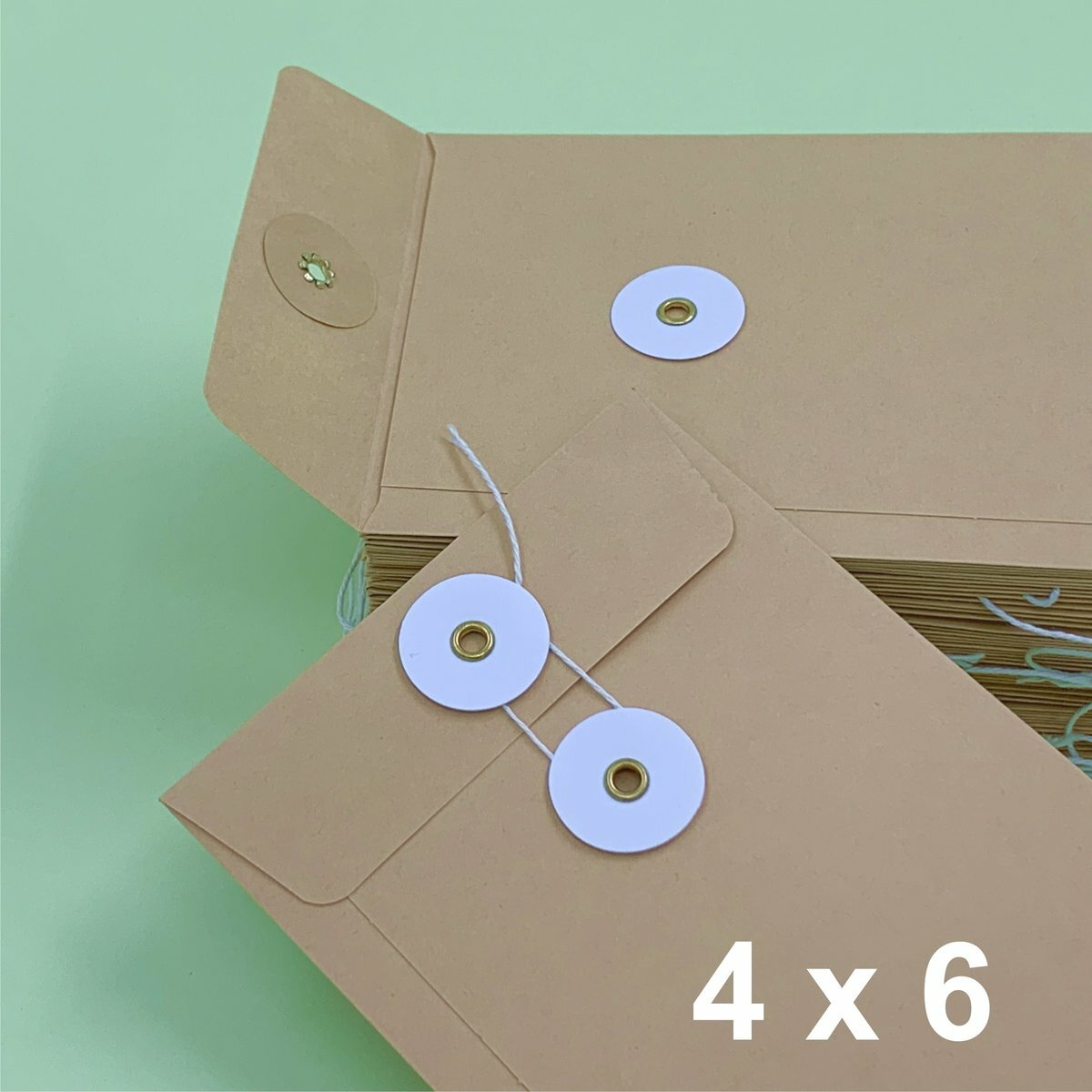 4"X 6" 牛皮公文袋 （50個）, 繞繩雞眼封口