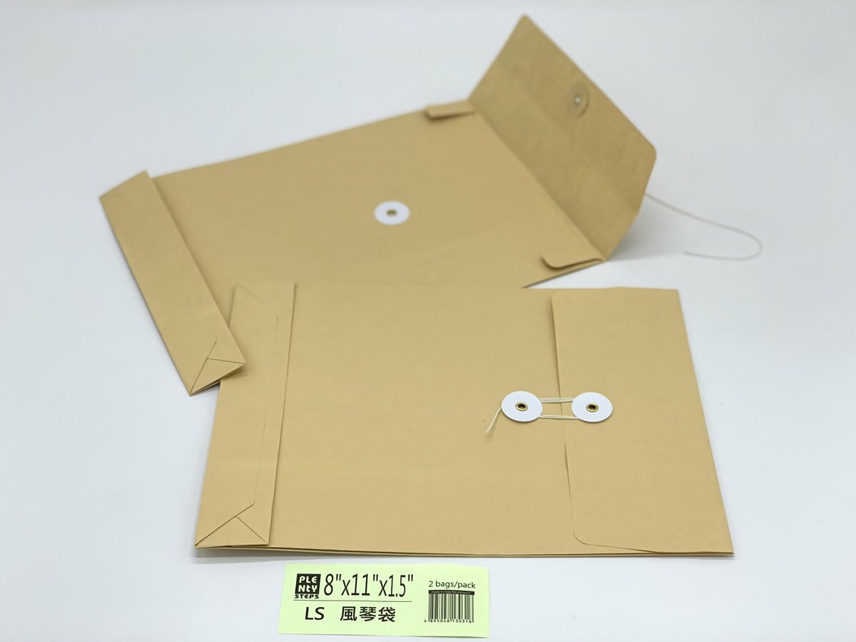 8"X 11"+2" 風琴式 牛皮公文袋 （2個）, 繞繩雞眼封口