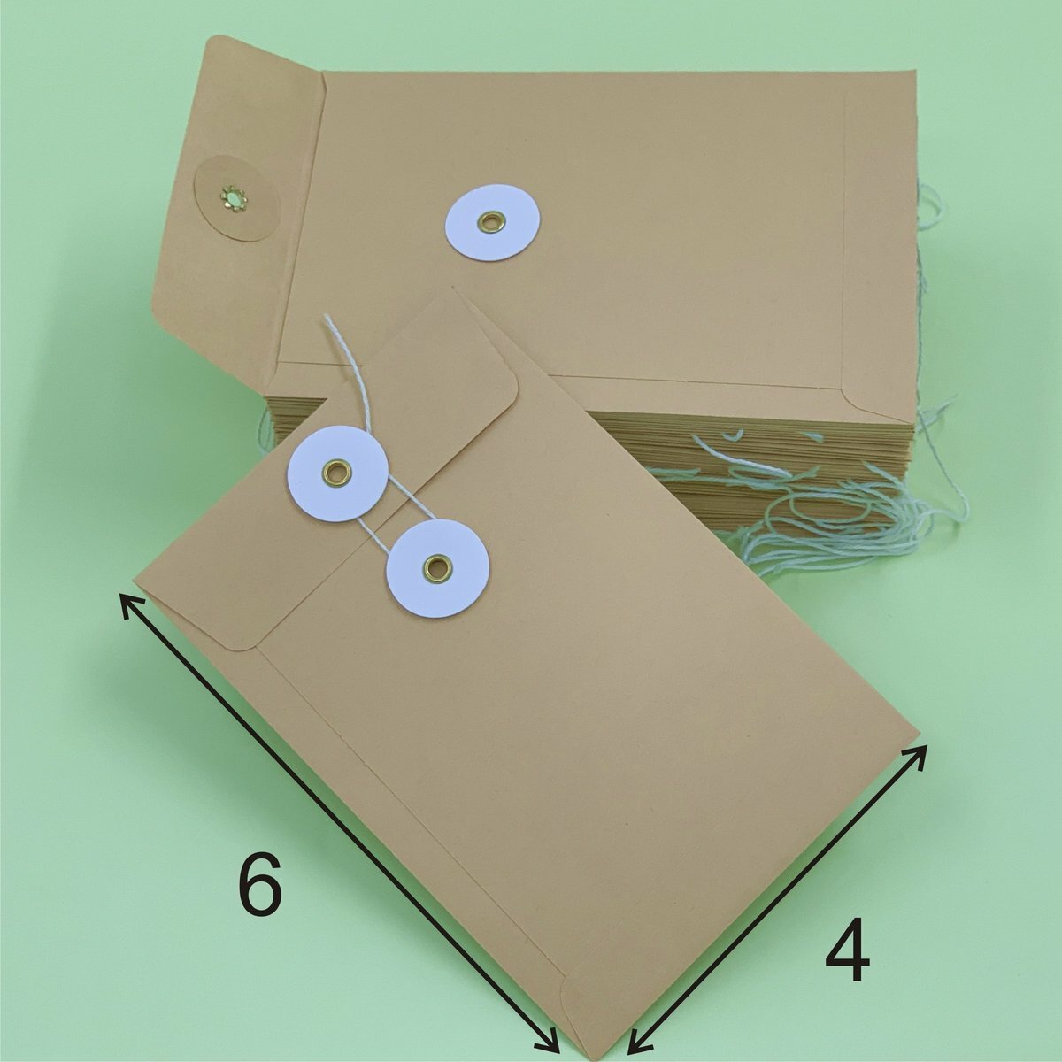4"X 6" 牛皮公文袋 （50個）, 繞繩雞眼封口
