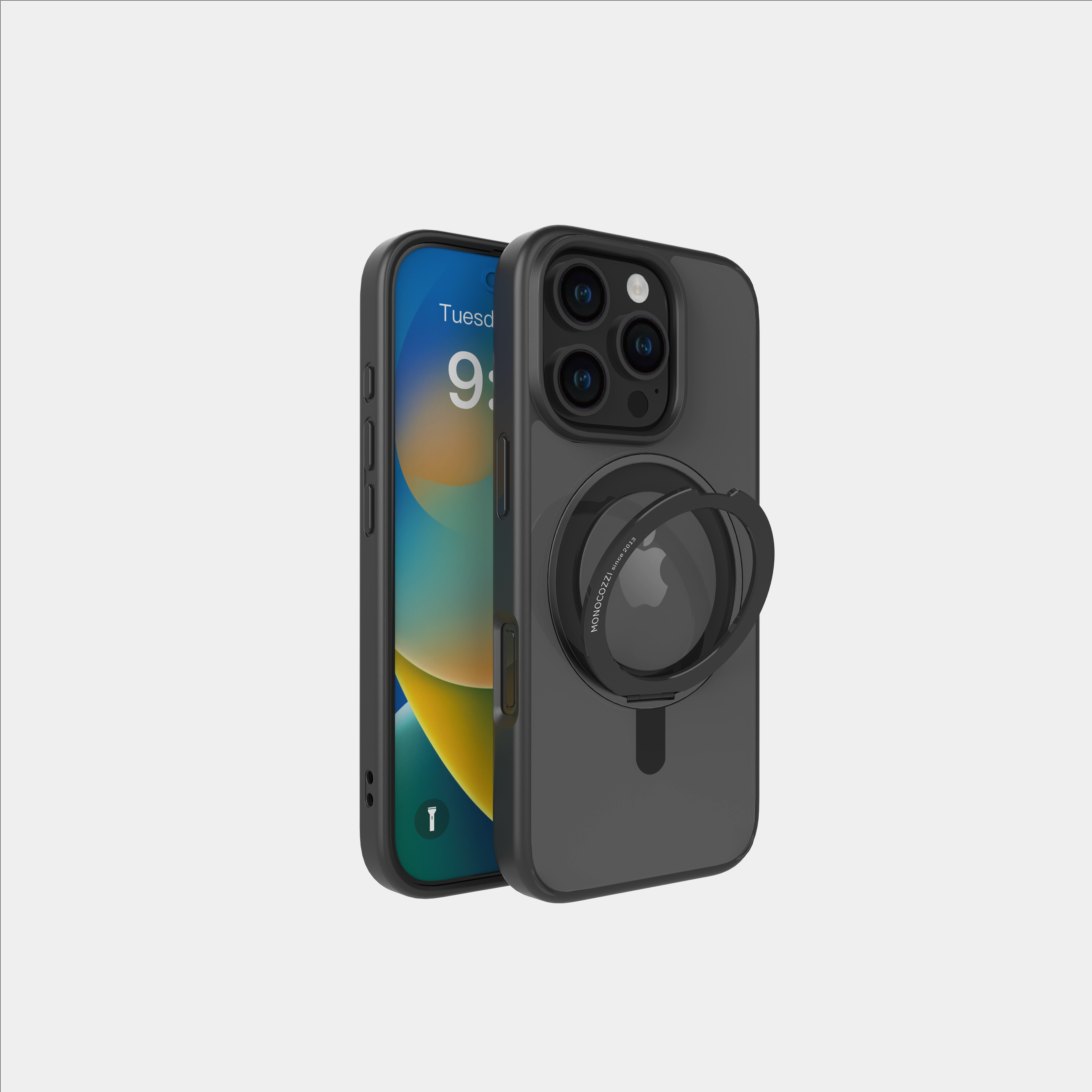 for iPhone 16 Pro |SafeProtect | Magnetic Charging Compatible 10 ft Drop Proof Hybrid Case w/ rotatable ring - Black