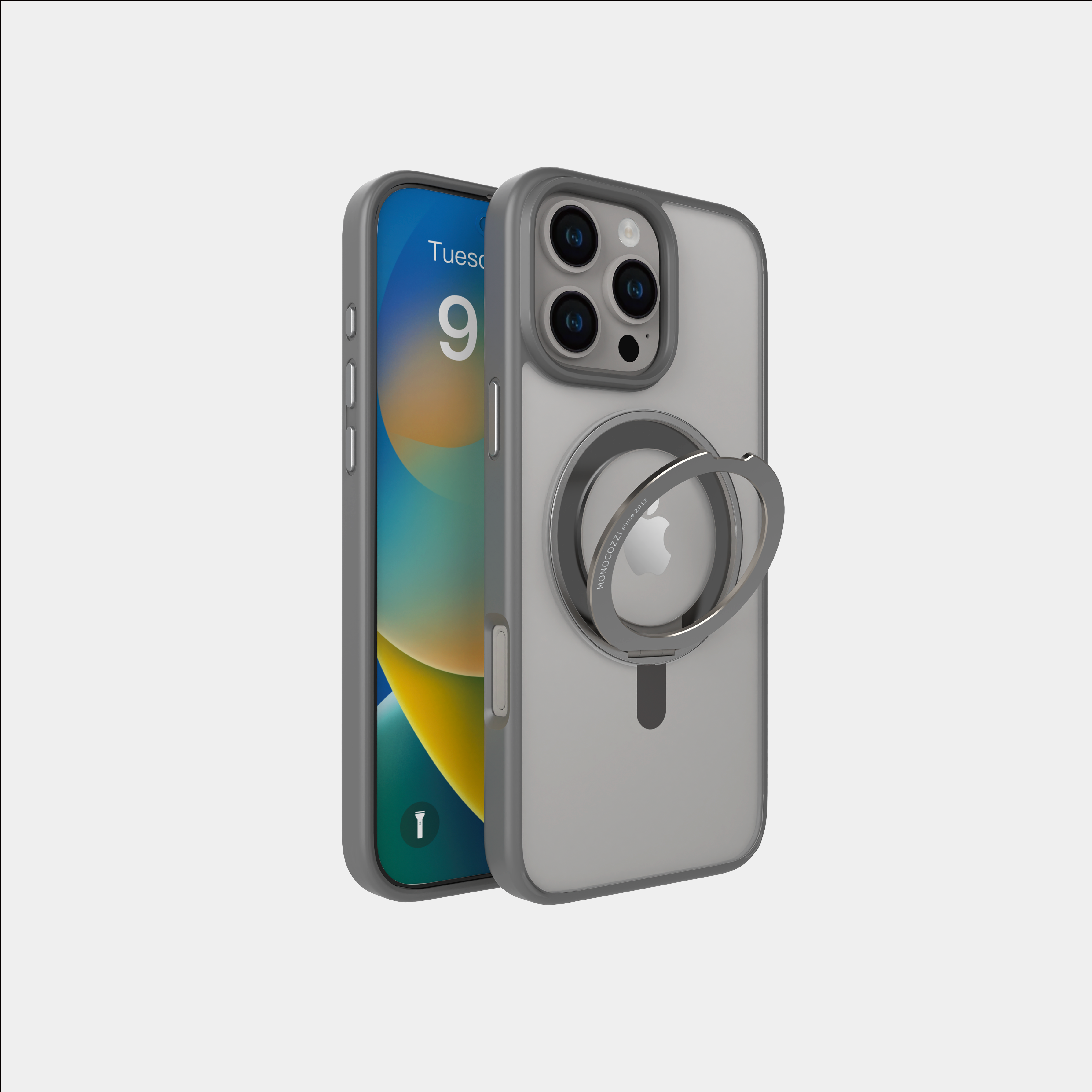 for iPhone 16 Pro Max|SafeProtect | Magnetic Charging Compatible 10 ft Drop Proof Hybrid Case w/ rotatable ring - Grey