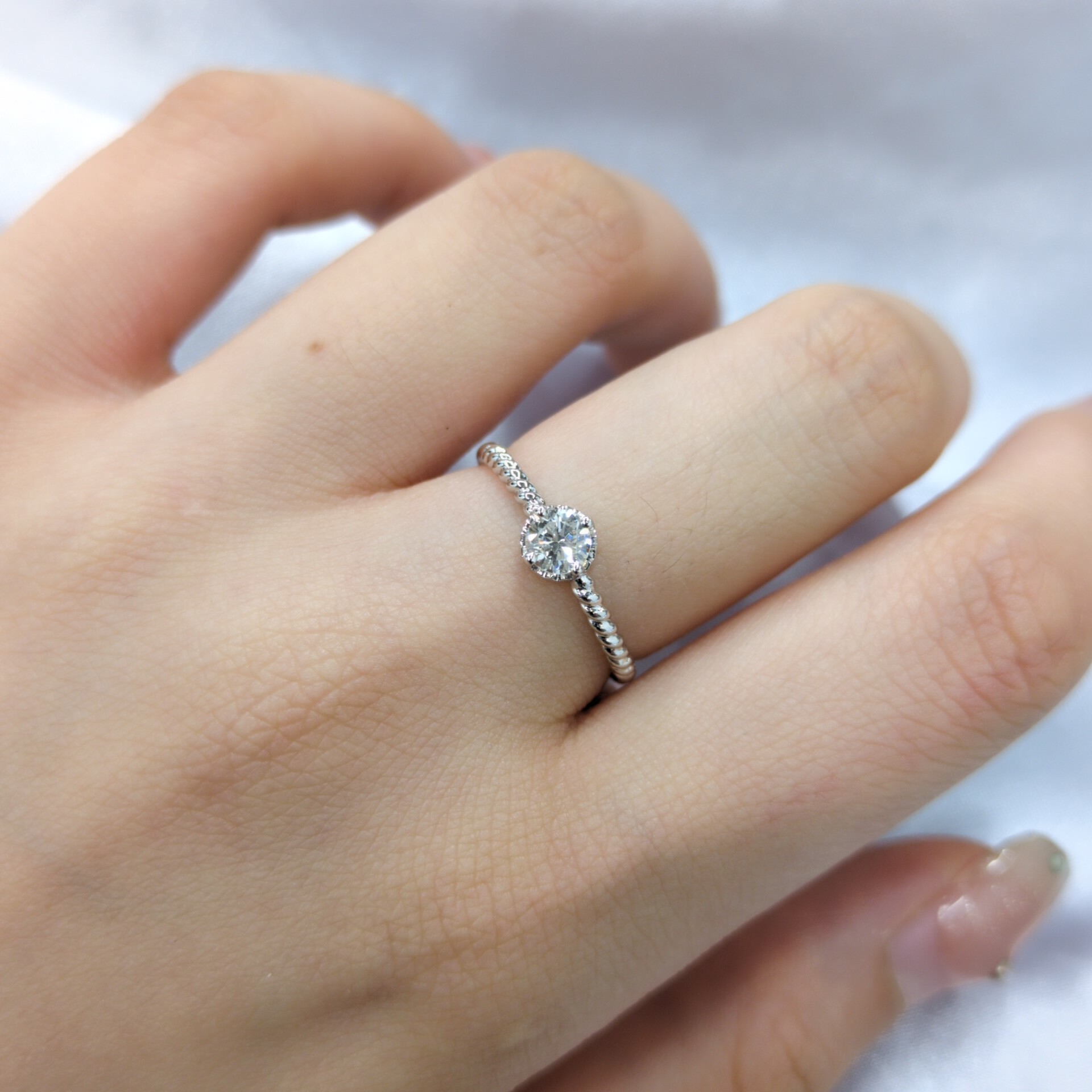 全新18K白金【單粒26份鑽石】 戒指