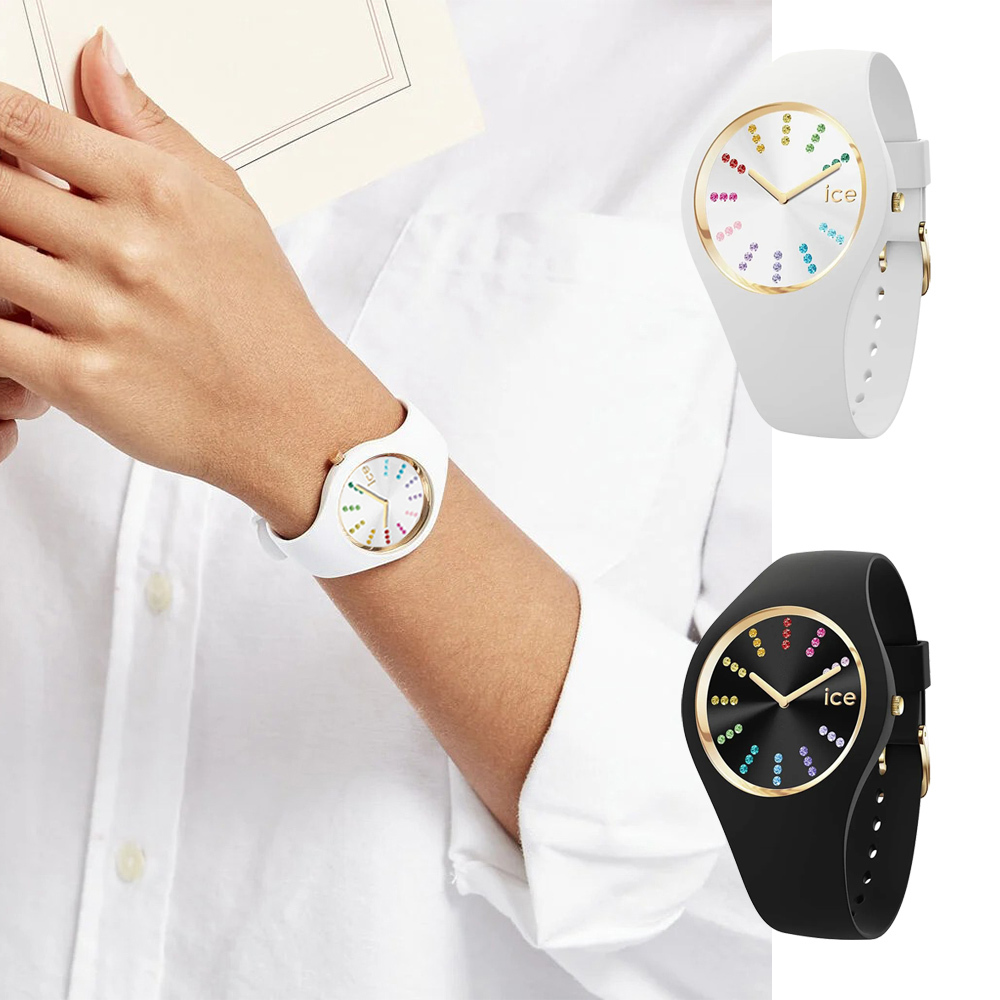 【ICE WATCH】 Cosmos宇宙系列 金邊炫彩奪目水晶鑲嵌Miyota星辰機芯雙針腕錶 適合小手腕