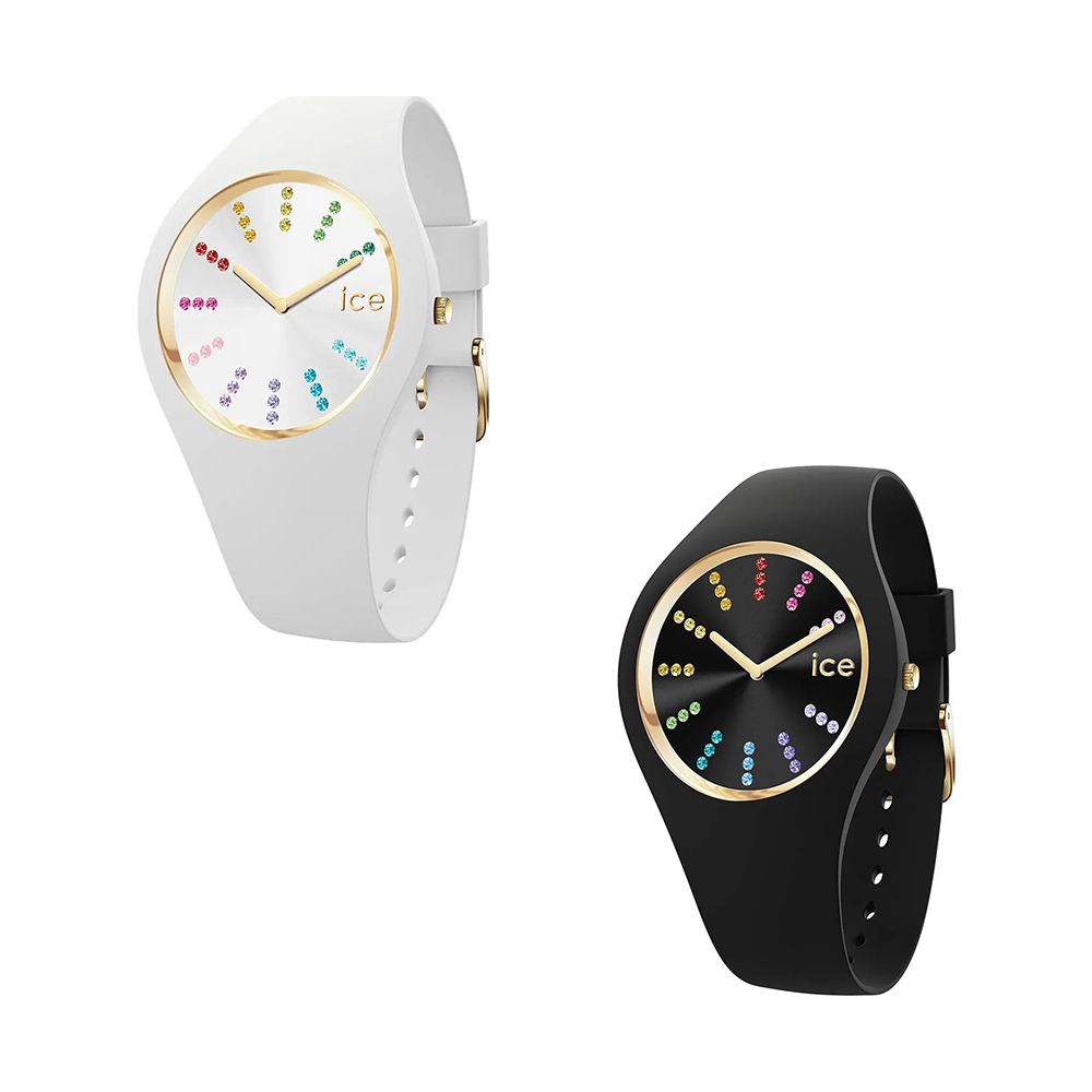 【ICE WATCH】 Cosmos宇宙系列 金邊炫彩奪目水晶鑲嵌Miyota星辰機芯雙針腕錶 適合小手腕