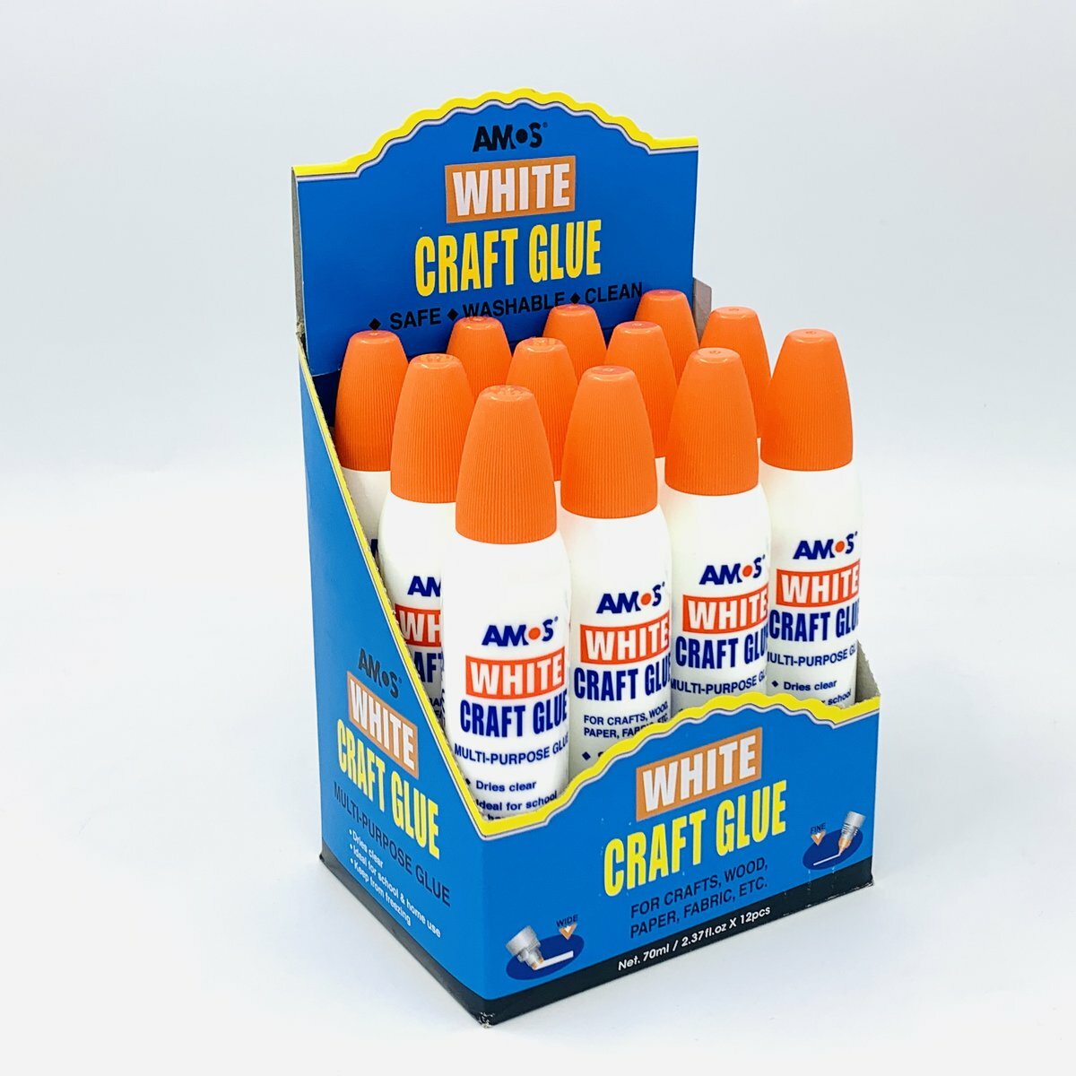 AMOS - 韓國 AMOS 2合1 雙頭大白膠漿 70毫升 #WCG70, 12支
