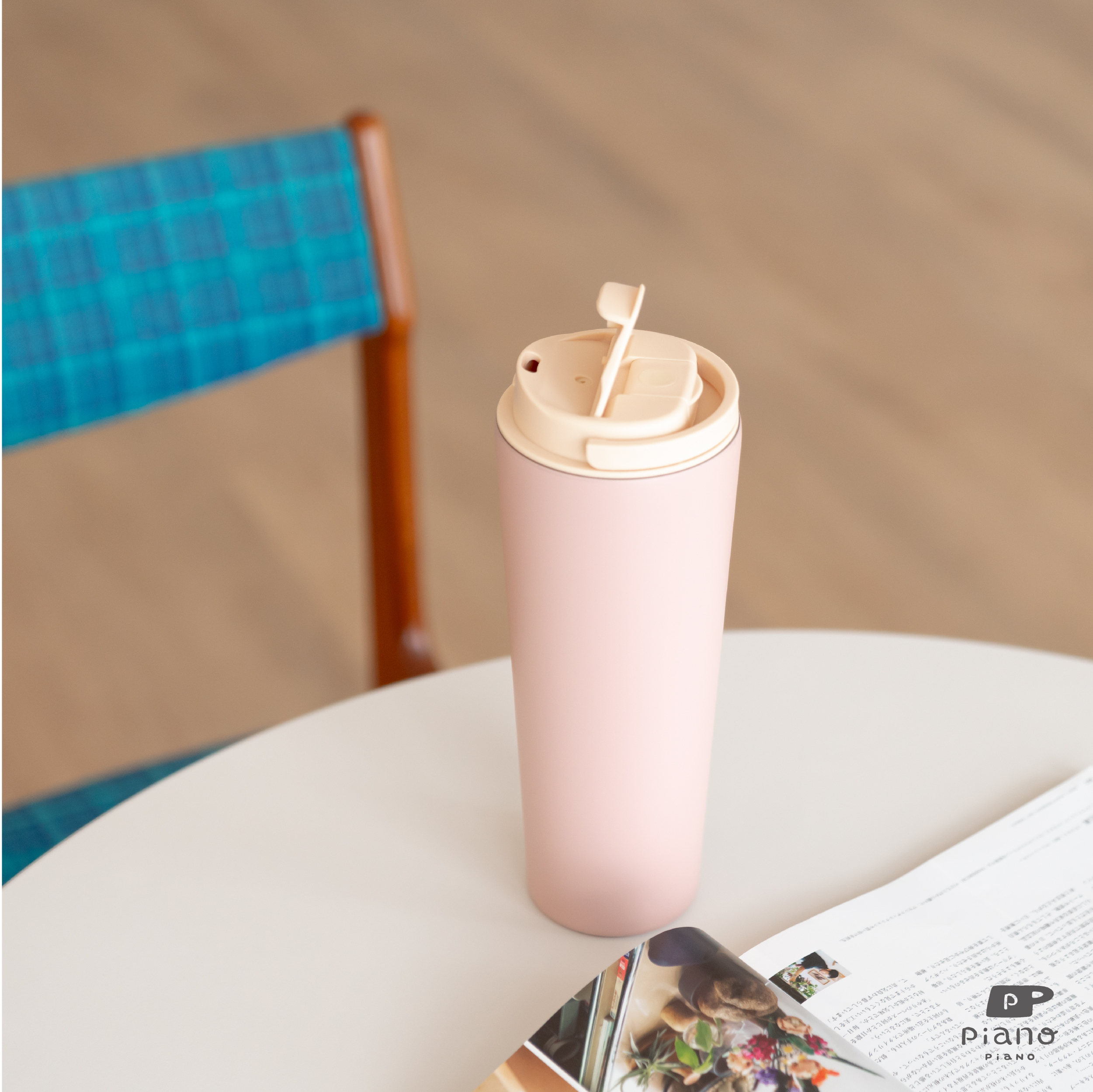 【慢慢挑 2WAY 撞色提手保溫杯720ml 】草莓牛奶（奶油黃杯蓋＋梅粉杯身）