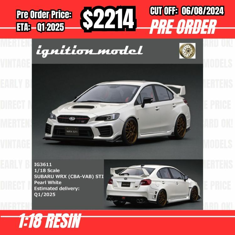 PO-$2214 * IG * 1:18 IG3611 Subaru WRX STI Pearl White [OD28/07]