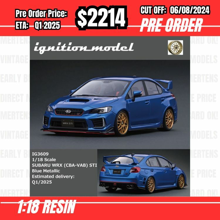 PO-$2214 * IG * 1:18 IG3609 Subaru WRX STI Blue Metallic [OD28/07]