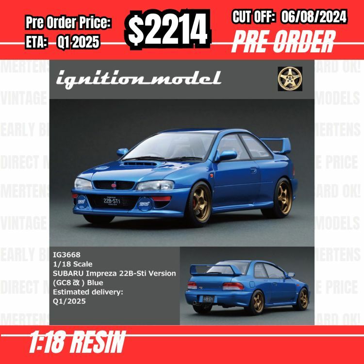 PO-$2214 * IG * 1:18 IG3668 Subaru Impreza 22B-Sti Version GC8 Blue [OD28/07]