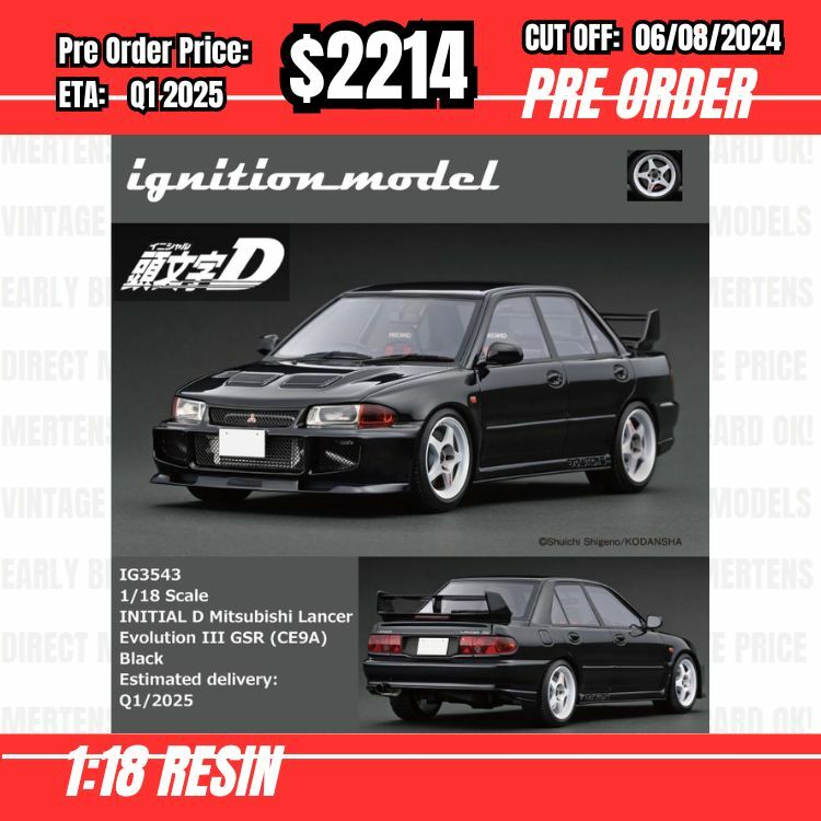 PO-$2214 * IG * 1:18 IG3543 INITIAL D Mitsubishi Lancer Evolution III GSR (CE9A) Black [OD28/07]